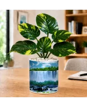 Artificial Tree Ceramic Photo Pot With White Stones 3x4 Inch (F165596)