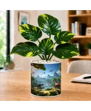 Artificial Tree Ceramic Photo Pot With White Stones 3x4 Inch (F165601)