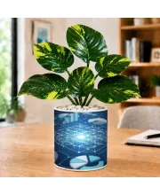 Artificial Tree Ceramic Photo Pot With White Stones 3x4 Inch (F165604)
