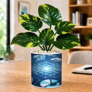 Artificial Tree Ceramic Photo Pot With White Stones 3x4 Inch (F165604) Artificial Tree Ceramic Photo Pot With White Stones 3x4 Inch (F165604)