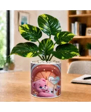 Artificial Tree Ceramic Photo Pot With White Stones 3x4 Inch (F165605)