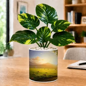 Artificial Tree Ceramic Photo Pot With White Stones 3x4 Inch (F165608) Artificial Tree Ceramic Photo Pot With White Stones 3x4 Inch (F165608)