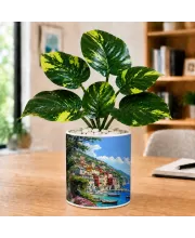 Artificial Tree Ceramic Photo Pot With White Stones 3x4 Inch (F165609)