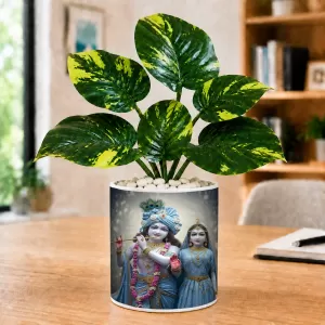 Artificial Tree Ceramic Photo Pot With White Stones 3x4 Inch (F165613) Artificial Tree Ceramic Photo Pot With White Stones 3x4 Inch (F165613)