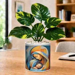 Artificial Tree Ceramic Photo Pot With White Stones 3x4 Inch (F165623) Artificial Tree Ceramic Photo Pot With White Stones 3x4 Inch (F165623)