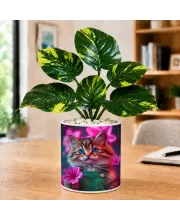 Artificial Tree Ceramic Photo Pot With White Stones 3x4 Inch (F165626)