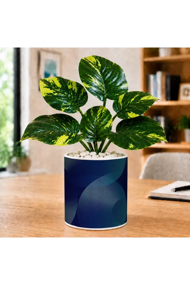 Artificial Tree Ceramic Photo Pot With White Stones 3x4 Inch (F165629)