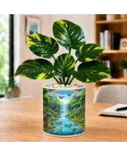 Artificial Tree Ceramic Photo Pot With White Stones 3x4 Inch (F165637)