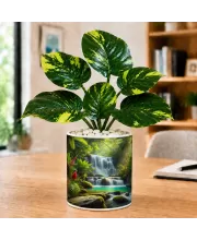 Artificial Tree Ceramic Photo Pot With White Stones 3x4 Inch (F165638)