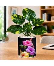 Artificial Tree Ceramic Photo Pot With White Stones 3x4 Inch (F165640)