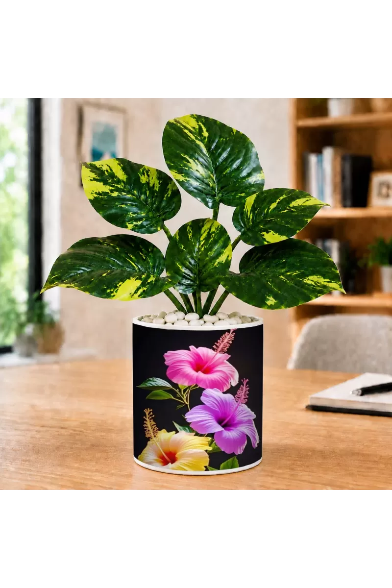 Artificial Tree Ceramic Photo Pot With White Stones 3x4 Inch (F165640)