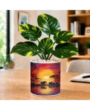 Artificial Tree Ceramic Photo Pot With White Stones 3x4 Inch (F165641)