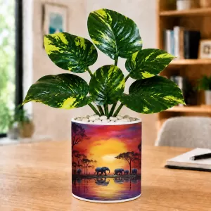 Artificial Tree Ceramic Photo Pot With White Stones 3x4 Inch (F165641) Artificial Tree Ceramic Photo Pot With White Stones 3x4 Inch (F165641)
