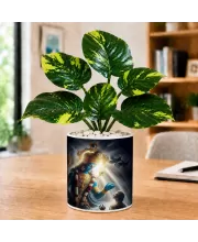 Artificial Tree Ceramic Photo Pot With White Stones 3x4 Inch (F165645)