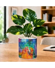 Artificial Tree Ceramic Photo Pot With White Stones 3x4 Inch (F165646)