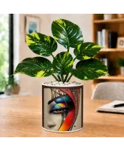 Artificial Tree Ceramic Photo Pot With White Stones 3x4 Inch (F165648)