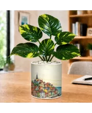 Artificial Tree Ceramic Photo Pot With White Stones 3x4 Inch (F165653)