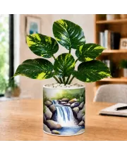 Artificial Tree Ceramic Photo Pot With White Stones 3x4 Inch (F165655)