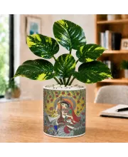 Artificial Tree Ceramic Photo Pot With White Stones 3x4 Inch (F165659)