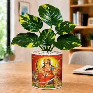 Artificial Tree Ceramic Photo Pot With White Stones 3x4 Inch (F165662)