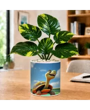 Artificial Tree Ceramic Photo Pot With White Stones 3x4 Inch (F165664)