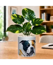 Artificial Tree Ceramic Photo Pot With White Stones 3x4 Inch (F165671)