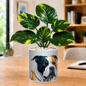 Artificial Tree Ceramic Photo Pot With White Stones 3x4 Inch (F165671)