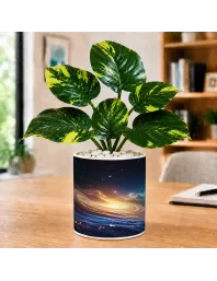 Artificial Tree Ceramic Photo Pot With White Stones 3x4 Inch (F165677)