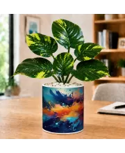 Artificial Tree Ceramic Photo Pot With White Stones 3x4 Inch (F165679)