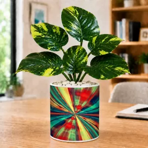Artificial Tree Ceramic Photo Pot With White Stones 3x4 Inch (F165681)