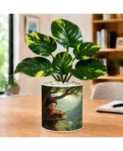 Artificial Tree Ceramic Photo Pot With White Stones 3x4 Inch (F165682)