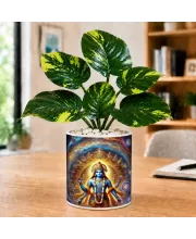 Artificial Tree Ceramic Photo Pot With White Stones 3x4 Inch (F165687)