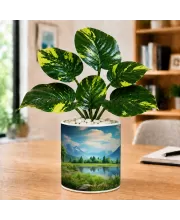 Artificial Tree Ceramic Photo Pot With White Stones 3x4 Inch (F165688)