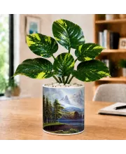 Artificial Tree Ceramic Photo Pot With White Stones 3x4 Inch (F165689)