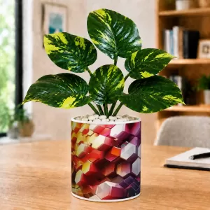 Artificial Tree Ceramic Photo Pot With White Stones 3x4 Inch (F165690)