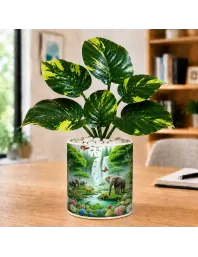 Artificial Tree Ceramic Photo Pot With White Stones 3x4 Inch (F165694)