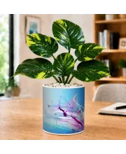 Artificial Tree Ceramic Photo Pot With White Stones 3x4 Inch (F165701)