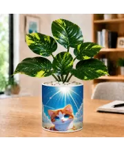 Artificial Tree Ceramic Photo Pot With White Stones 3x4 Inch (F165703)