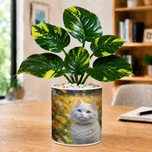 Artificial Tree Ceramic Photo Pot With White Stones 3x4 Inch (F165704)