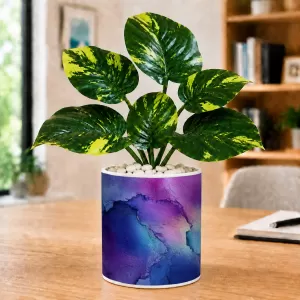 Artificial Tree Ceramic Photo Pot With White Stones 3x4 Inch (F165709)