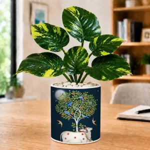Artificial Tree Ceramic Photo Pot With White Stones 3x4 Inch (F165710) Artificial Tree Ceramic Photo Pot With White Stones 3x4 Inch (F165710)