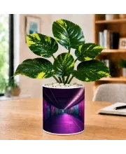 Artificial Tree Ceramic Photo Pot With White Stones 3x4 Inch (F165712)