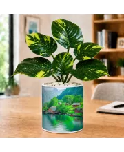 Artificial Tree Ceramic Photo Pot With White Stones 3x4 Inch (F165716)