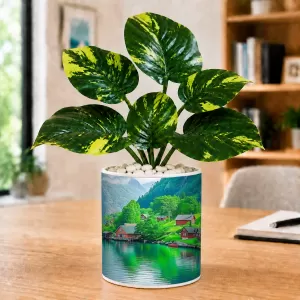 Artificial Tree Ceramic Photo Pot With White Stones 3x4 Inch (F165716) Artificial Tree Ceramic Photo Pot With White Stones 3x4 Inch (F165716)