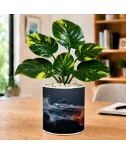 Artificial Tree Ceramic Photo Pot With White Stones 3x4 Inch (F165718)