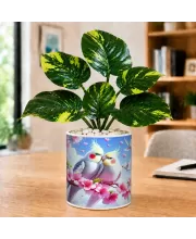 Artificial Tree Ceramic Photo Pot With White Stones 3x4 Inch (F165721)
