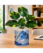 Artificial Tree Ceramic Photo Pot With White Stones 3x4 Inch (F165722)