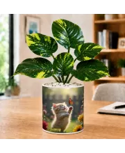 Artificial Tree Ceramic Photo Pot With White Stones 3x4 Inch (F165725)