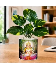 Artificial Tree Ceramic Photo Pot With White Stones 3x4 Inch (F165726)