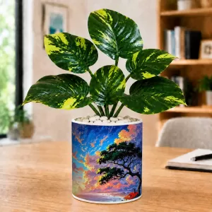 Artificial Tree Ceramic Photo Pot With White Stones 3x4 Inch (F165729) Artificial Tree Ceramic Photo Pot With White Stones 3x4 Inch (F165729)